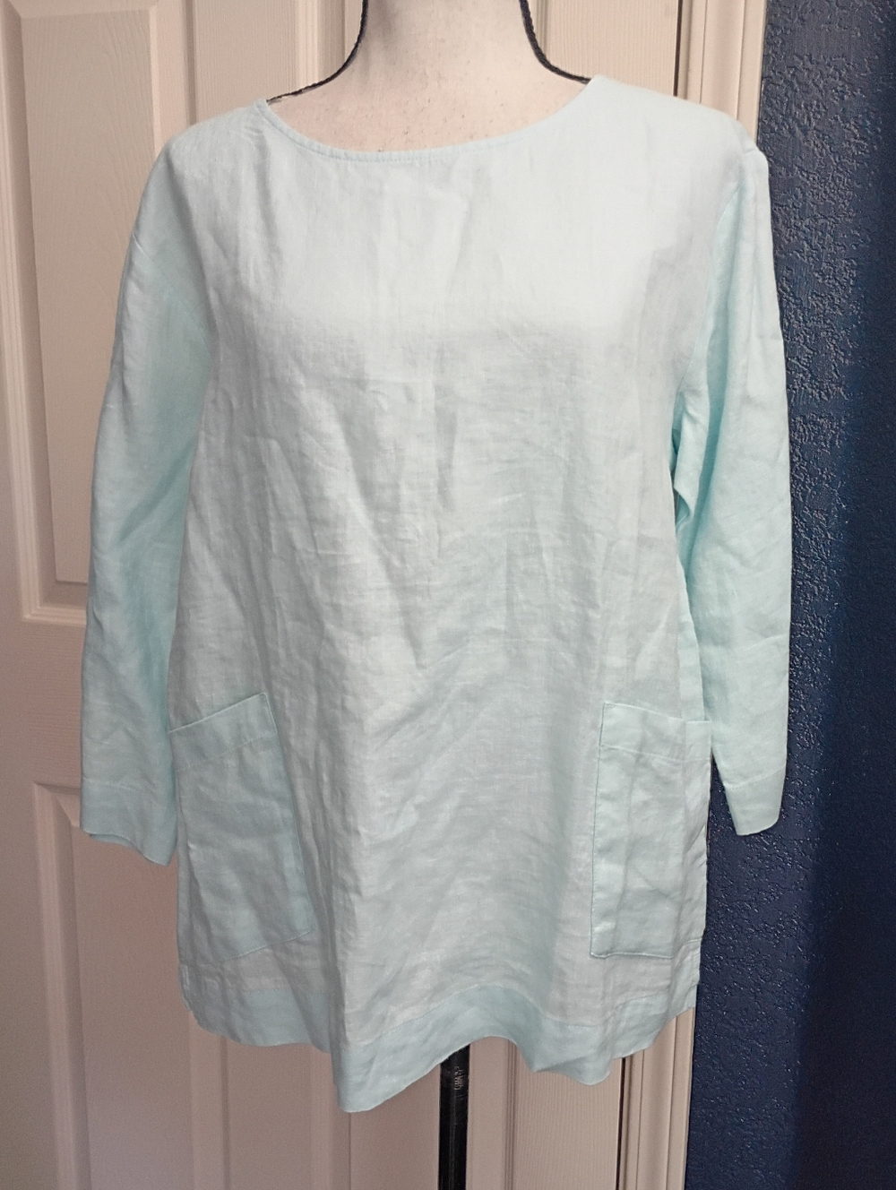 J. Jill Pale Aqua Linen Top
